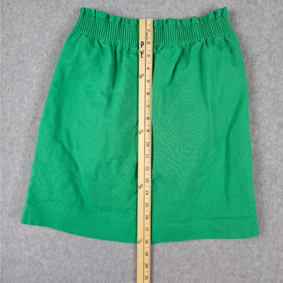🌼J. Crew Skirt Womens Size 0 Green Linen Blend Pull On Midi Smocked Waist - Picture 6 of 7